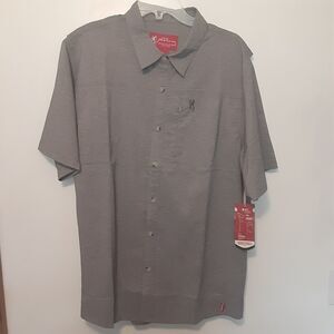 John Browning Vented Shirt Mens L Gray Short Sleeve Hunting Fishing EUC